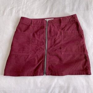 Topshop Moto Burgundy Corduroy Mini Skirt Size 12